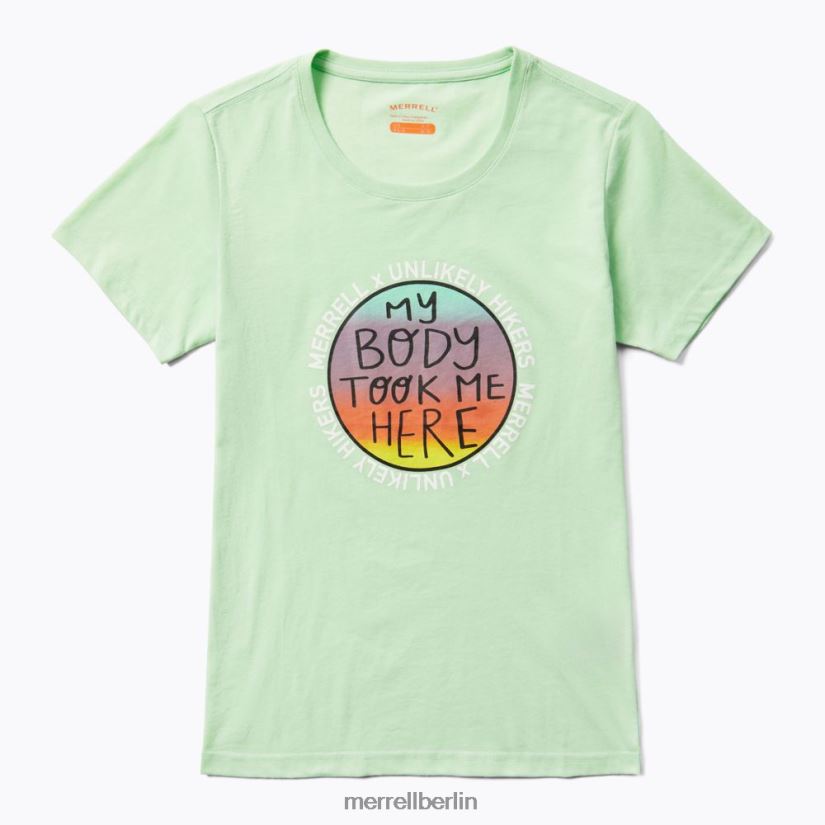 Frauen Unlikely Hikers X Merrell Nebelgrün Kurzarm-T-Shirt Kleidung PTTR4P1266