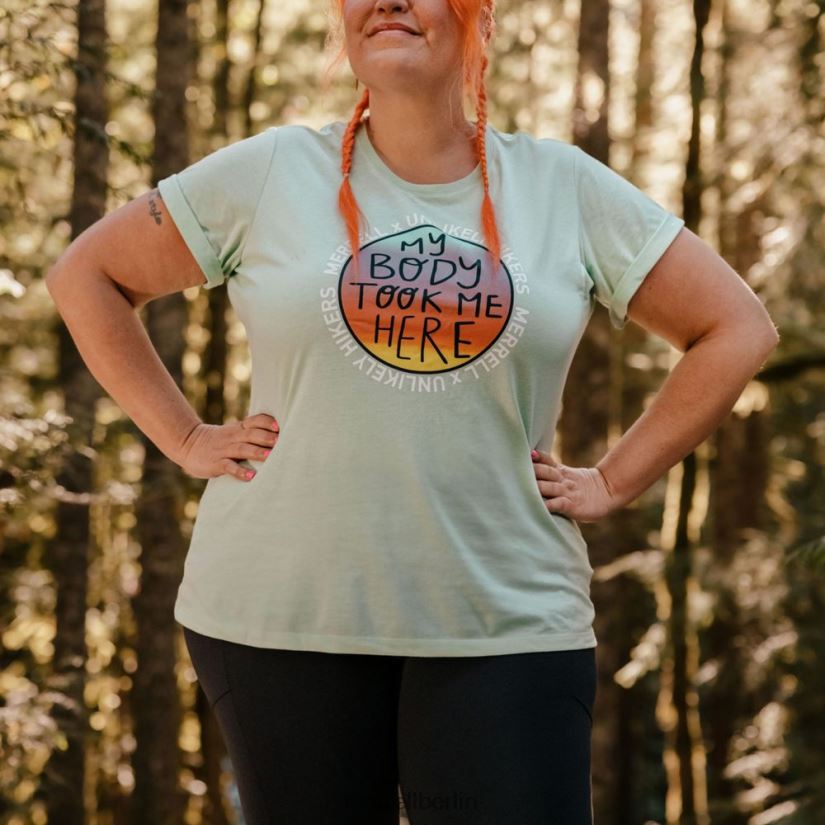 Frauen Unlikely Hikers X Merrell Nebelgrün Kurzarm-T-Shirt Kleidung PTTR4P1266
