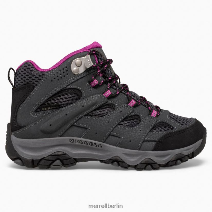 Kinder Merrell Granit/Beere Moab 3 Mid wasserdichter Stiefel Schuhe PTTR4P1433