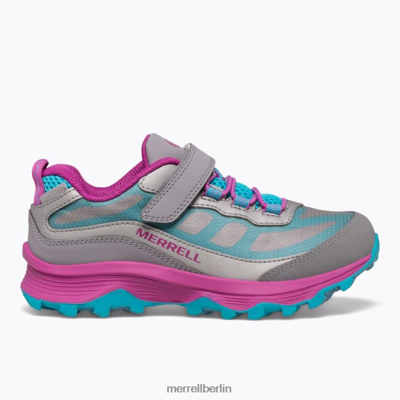 Kinder Merrell grau/silber/türkis Moab Speed ​​Low A/C wasserdicht Schuhe PTTR4P1362
