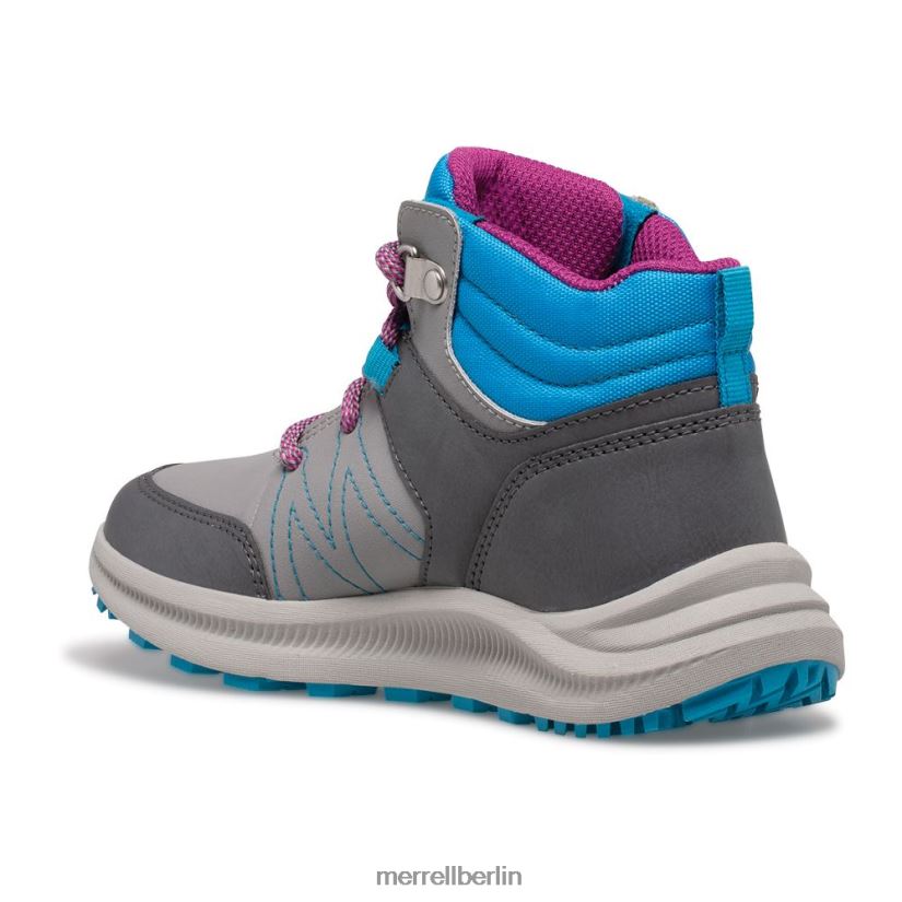 Kinder Merrell grau/türkis Wasserdichter Greylock-Stiefel Schuhe PTTR4P1510