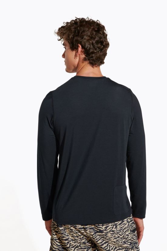 Männer Merrell Schwarz Alltags-Langarm-T-Shirt mit Tencel Kleidung PTTR4P336