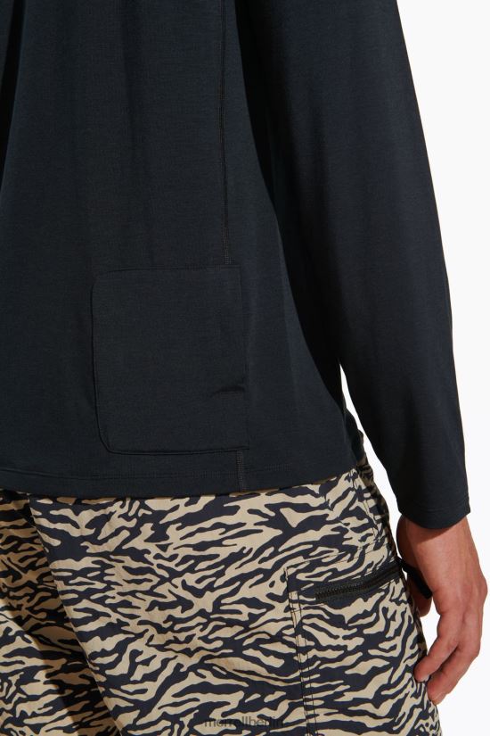 Männer Merrell Schwarz Alltags-Langarm-T-Shirt mit Tencel Kleidung PTTR4P336