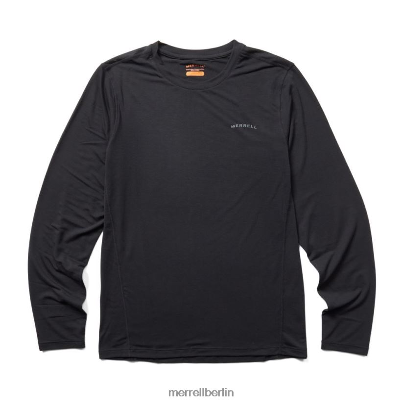 Männer Merrell Schwarz Alltags-Langarm-T-Shirt mit Tencel Kleidung PTTR4P336