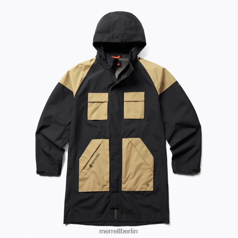 Männer Merrell Schwarz Gore-Tex-Parka mit Cargotasche Kleidung PTTR4P796