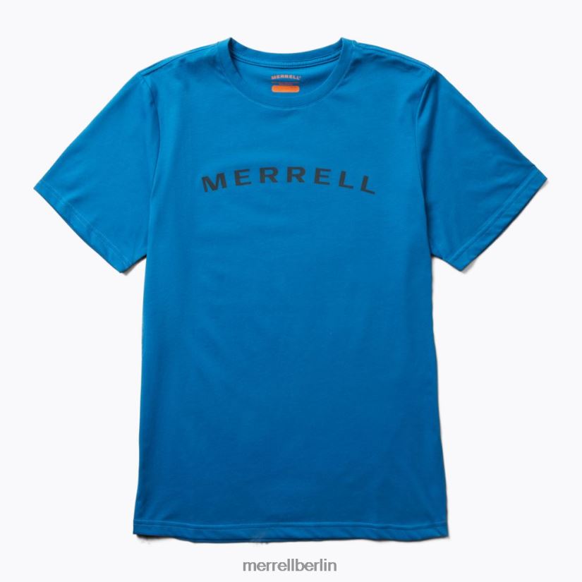 Männer Merrell Blau Kurzarm-T-Shirt mit Schriftzug Kleidung PTTR4P583