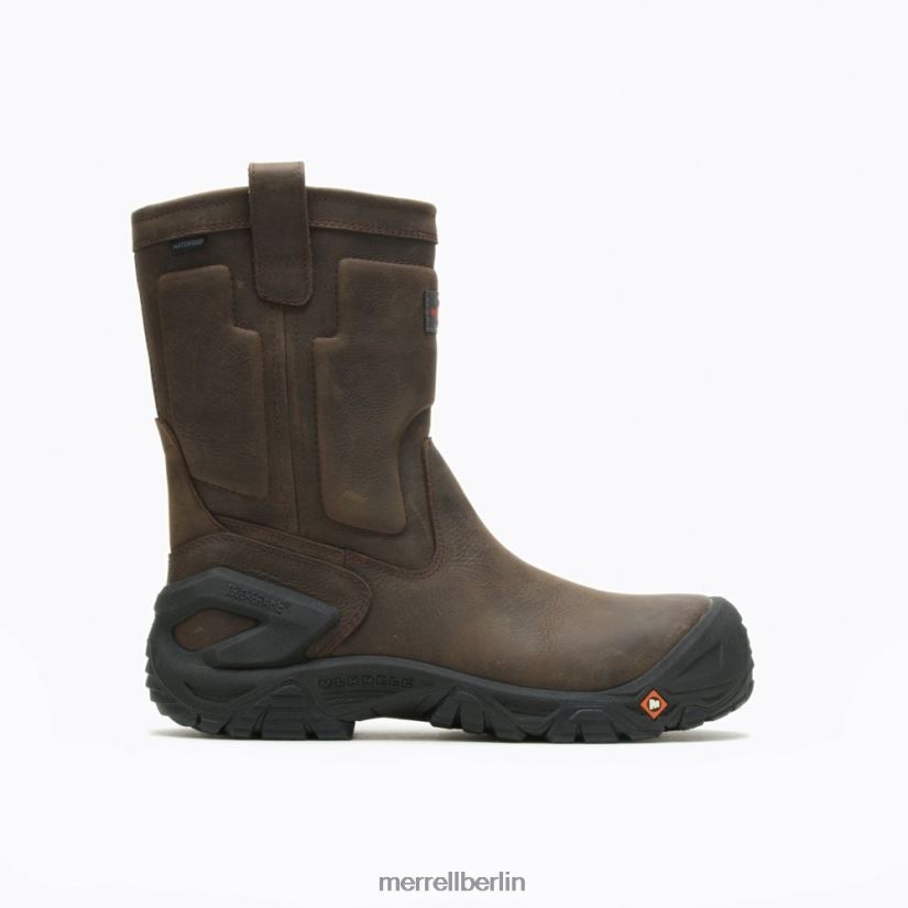 Männer Merrell Espresso Strongfield-Arbeitsstiefel aus wasserdichtem Leder zum Überziehen mit Comp-Zehe Schuhe PTTR4P452