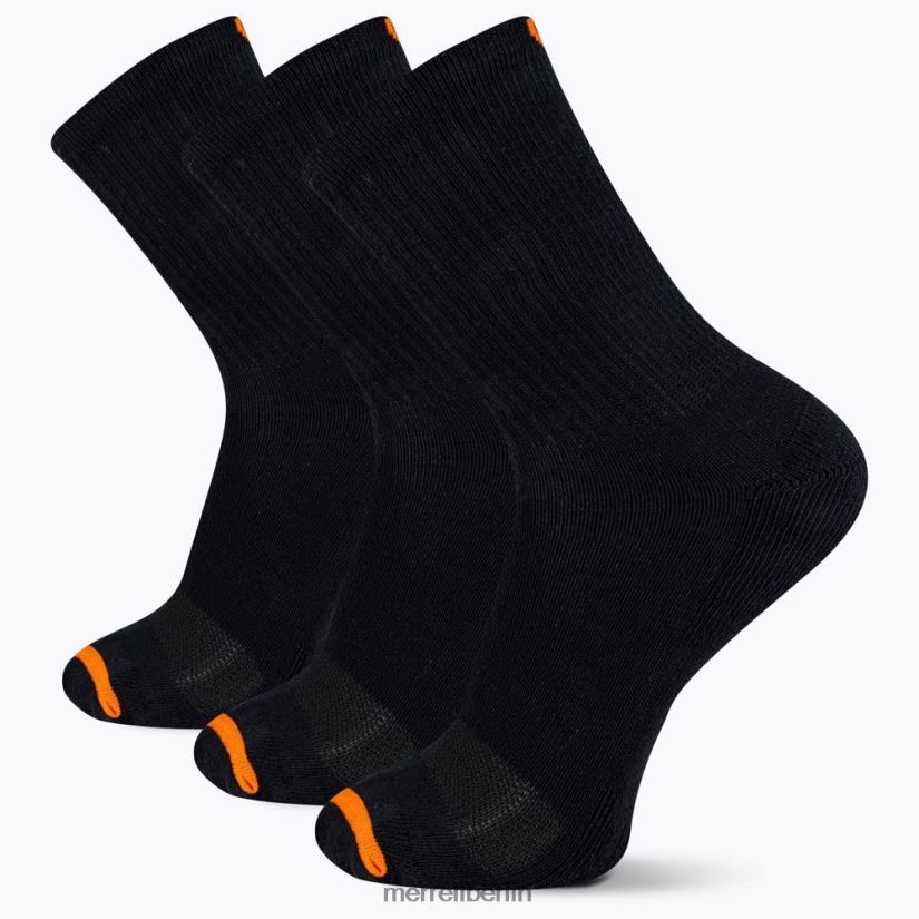unisex Merrell Schwarz Gepolsterte Crew-Socken aus Baumwolle im 3er-Pack Zubehör PTTR4P213